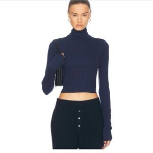 Navy Long Sleeve Crop Top